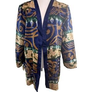 SKU2404 Vintage DK Gold Donnkenny Women's 12 Open Front Blouse Jacket USA Blue